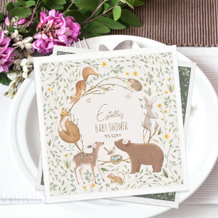 Woodland Animals Forest Friends Baby Shower Napkin