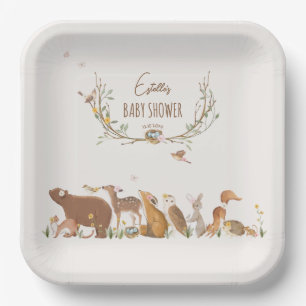 Woodland Animals Forest Friends Baby Shower Paper Plate