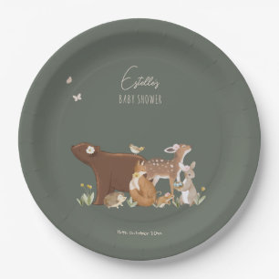 Woodland Animals Forest Friends Baby Shower Paper Plate