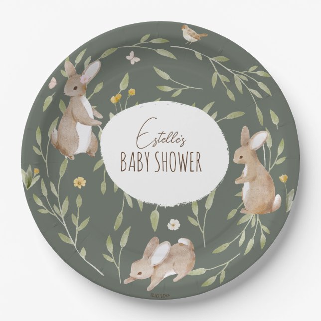 Woodland Animals Forest Friends Baby Shower Paper Plate (Front)