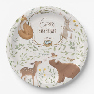Woodland Animals Forest Friends Baby Shower Paper Plate