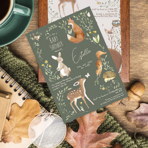 Woodland Animals Forest Friends Baby Shower Postcard