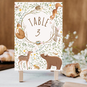 Woodland Animals Forest Friends Baby Shower Table Number