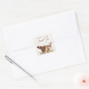 Woodland Animals Forest Friends Baby Shower Thank Square Sticker