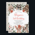 Woodland animals forest friends girl birthday invitation<br><div class="desc">For more advanced customisation of this design,  simply select the "Customise It" button above!</div>