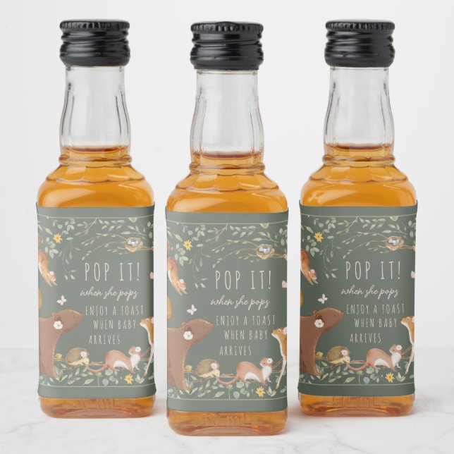 Woodland Animals Forest Friends Thank You Favours  Liquor Bottle Label (Bottles)