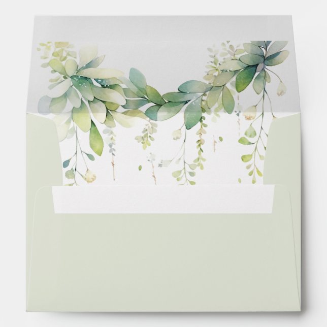 Woodland Animals Forest Greenery Baby Boy Shower Envelope (Back (Bottom))