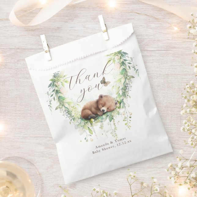 Woodland Animals Forest Greenery Baby Boy Shower Favour Bags (Clipped)