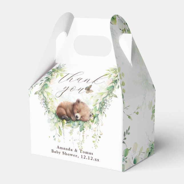 Woodland Animals Forest Greenery Baby Boy Shower Favour Box (Front Side)