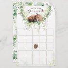 Woodland Animals Forest Greenery Baby Shower Bingo