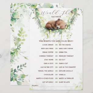 Woodland Animals Forest Greenery Baby Shower Game
