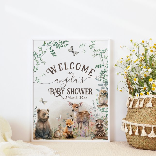 Woodland animals forest greenery Baby Shower Poster (Creator Uploaded)