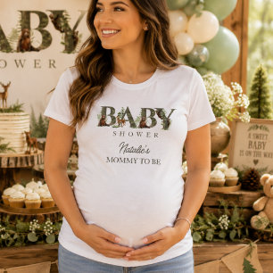 Woodland Animals Forest Mummy to Be Baby Shower T-Shirt