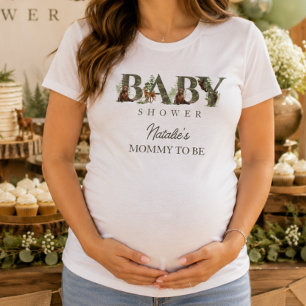 Woodland Animals Forest Mummy to Be Baby Shower T-Shirt