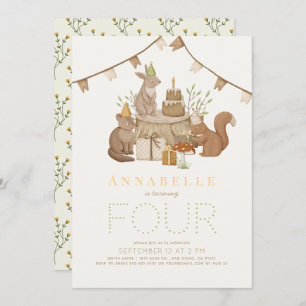 Woodland Animals Forest Party Kids Birthday Invitation
