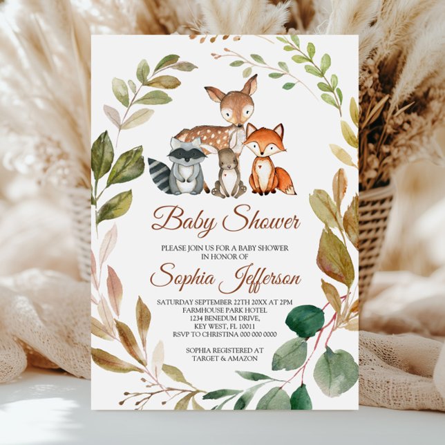 Woodland Animals Forest Rustic Baby Shower Invitation (Creator Uploaded)