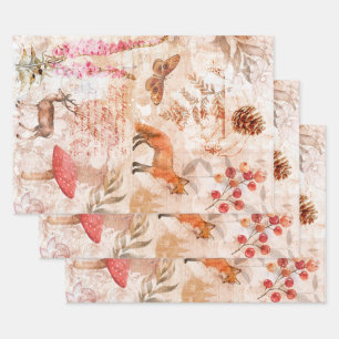 Woodland Animals Forest Scrapbook wrapping Paper Sheet