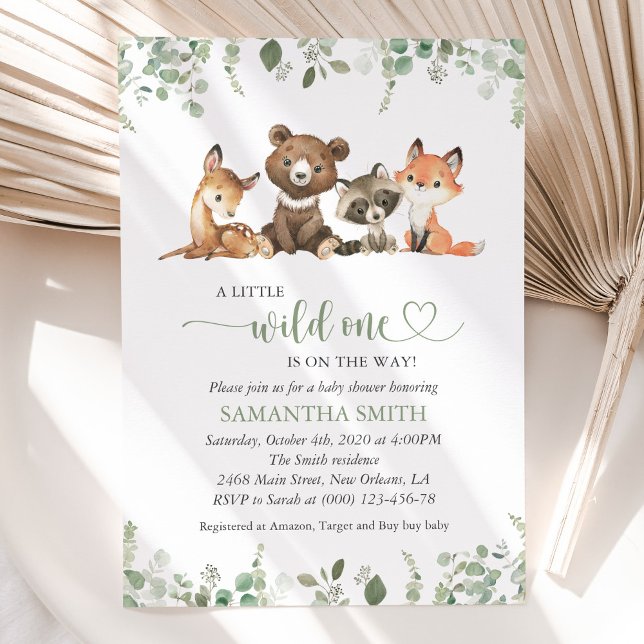 Woodland Animals, Forest, Wild One, Baby Shower Invitation (Creator Uploaded)