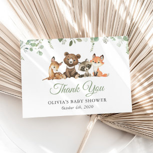 Woodland Animals, Forest, Wild One, Baby Shower Thank You Card