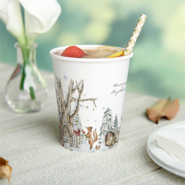 Woodland Animals Forest Winter Paper Cups (Insitu)