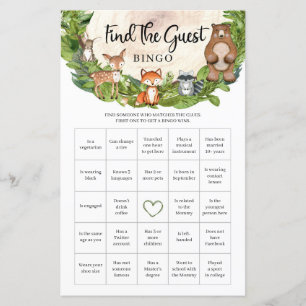 Woodland animals forest wood Find The Guest Bingo