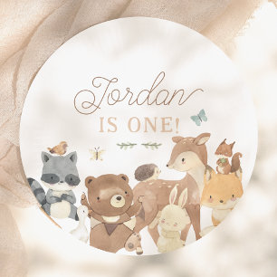 Woodland Animals Gender-Neutral 1st Birthday Party Paper Plate