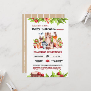 Woodland Animals Gender Neutral Baby Shower Invitation