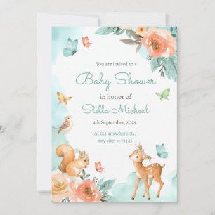 Woodland Animals Gender Neutral Cute Baby Shower Invitation