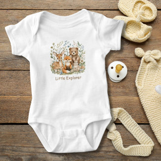 Woodland Animals Gender Neutral Personalised Baby Bodysuit