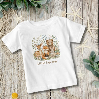 Woodland Animals Gender Neutral Personalised Baby T-Shirt