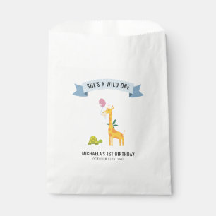 Woodland Animals Giraffe Tortoise 1st Birthday Favour Bags
