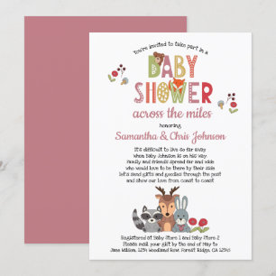 Woodland Animals Girl Baby Shower by Mail Invitation