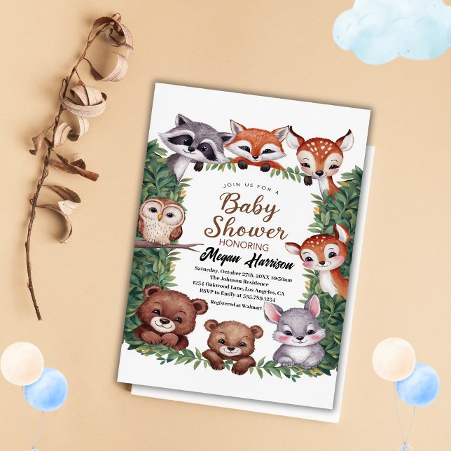 Woodland Animals Girl Baby Shower Invitation (Creator Uploaded)
