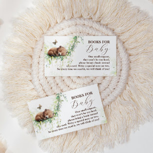 Woodland Animals Greenery Baby Boy Shower Book Enclosure Card