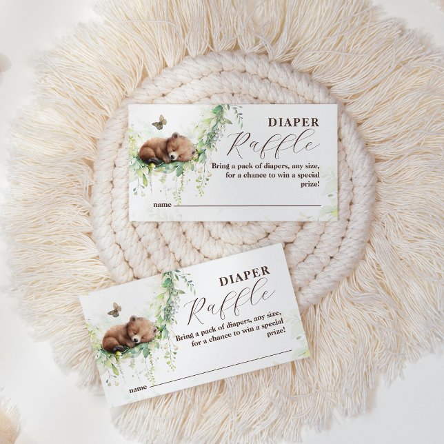 Woodland Animals Greenery Baby Boy Shower Diaper Enclosure Card (Creator Uploaded)
