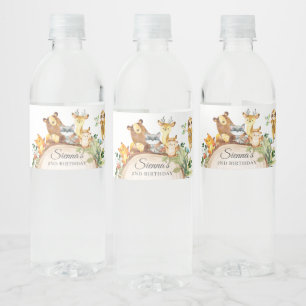 Woodland Animals Greenery Baby Shower 1st Birthday Water Bottle Label