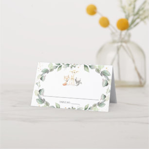Woodland Animals Greenery Baby Shower Birthday Place Card