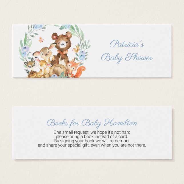 Woodland Animals Greenery Baby Shower Book Request (Front & Back)
