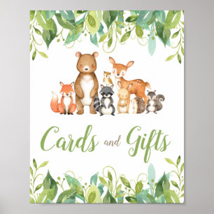 Woodland Animals Greenery Baby Shower Cards Gifts Poster