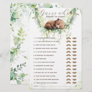Woodland Animals Greenery Baby Shower Guess Game