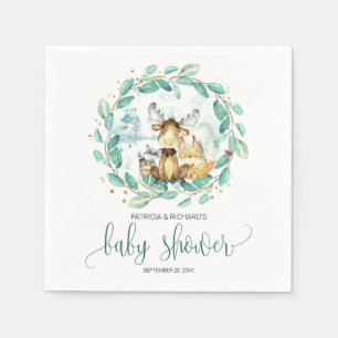 Woodland Animals Greenery Baby Shower Napkin