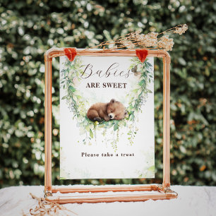 Woodland Animals Greenery Baby Shower Sweet Treat Poster