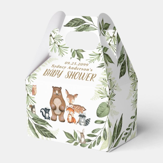 Woodland Animals Greenery Baby Shower Thank You Favour Box (Front Side)