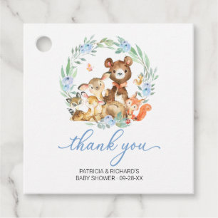 Woodland Animals Greenery Baby Shower Thank You Favour Tags