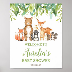 Woodland Animals Greenery Baby Shower Welcome Sign