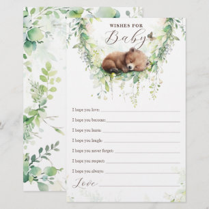 Woodland Animals Greenery Baby Shower Wishes Game