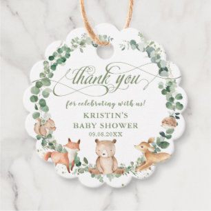 Woodland Animals Greenery Birthday Baby Shower  Fa Favour Tags