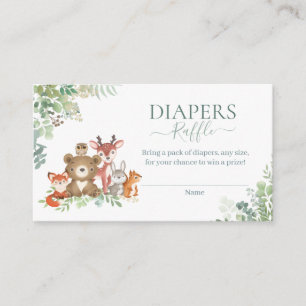 Woodland animals greenery boy shower diaper raffle enclosure card