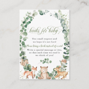 Woodland Animals Greenery Bring a Book for Baby   Enclosure Card