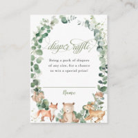 Woodland Animals Greenery Diaper Raffle Ticket   